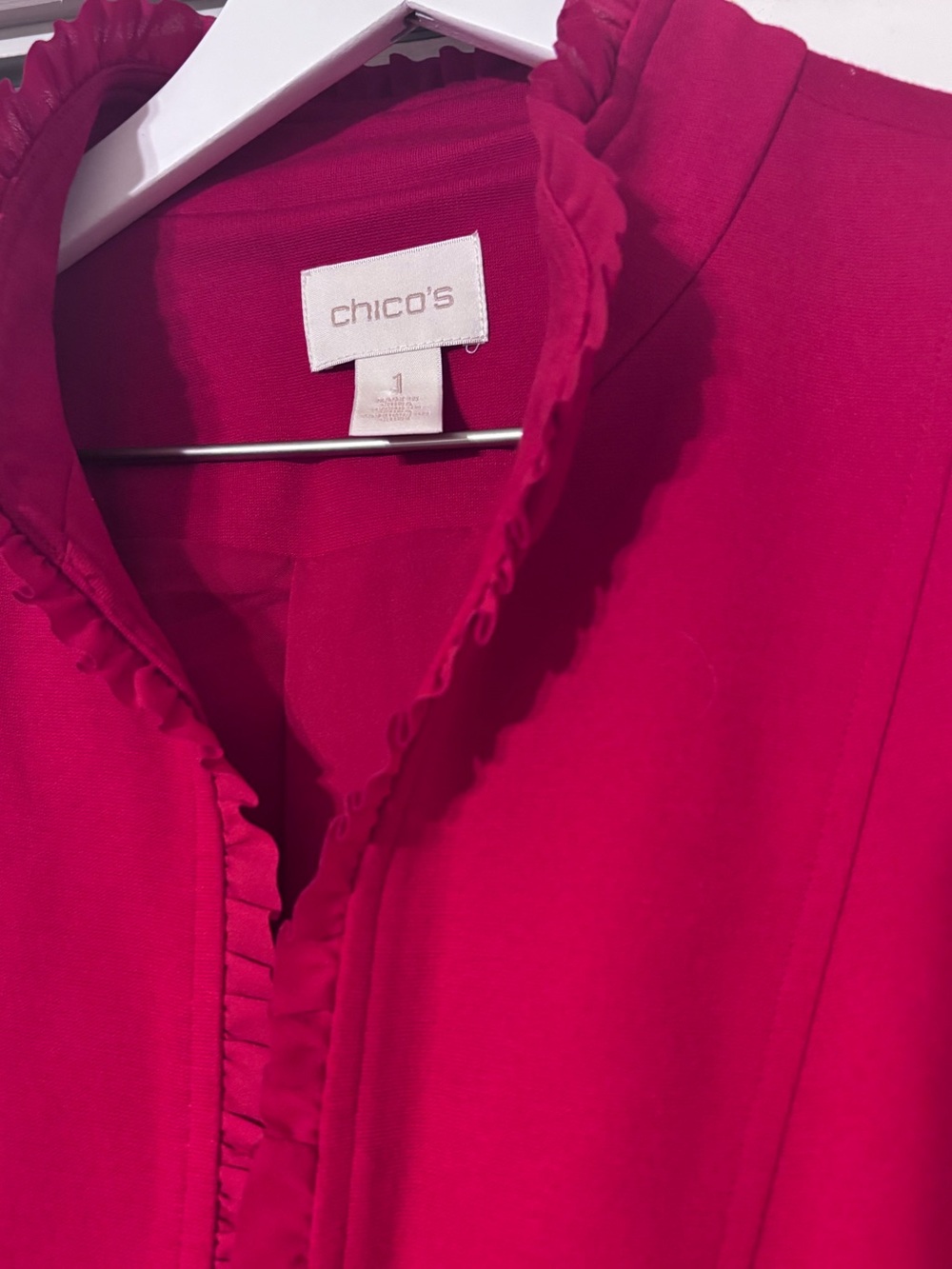 Chico's Red Ruffle-Trim Blazer - Picture 3 of 6